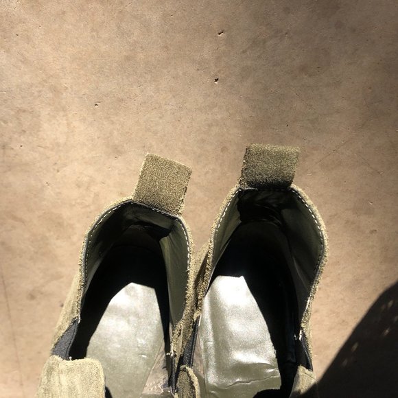 SOLD*Olive Suede Low Cut Chelsea Western Boots - Picture 10 of 13